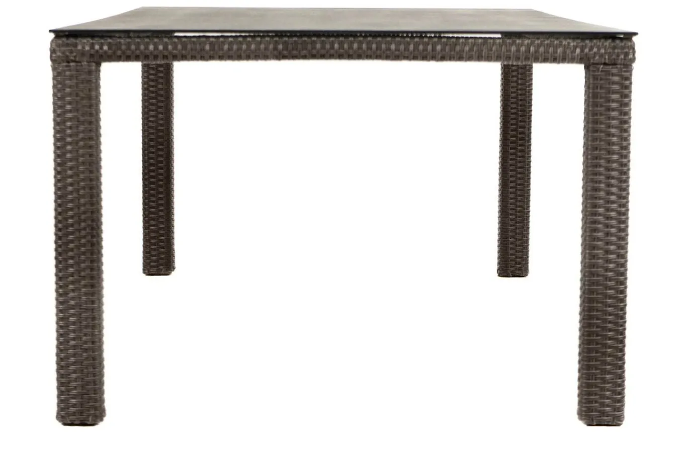Hot Rocking Comfort Dining Tisch, grau/braun-meliert, Polyrattan, 180x110 cm, Glasplatte Steinoptik Gartentische|Polyrattan-Gartenmöbel