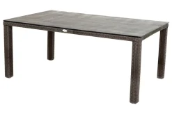 Hot Rocking Comfort Dining Tisch, grau/braun-meliert, Polyrattan, 180x110 cm, Glasplatte Steinoptik Gartentische|Polyrattan-Gartenmöbel