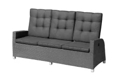 Rocking Comfort Dining / Lounge 3-Sitzer Sofa, grau/braun-meliert, Polyrattan, 210x85x112 cm, verstellbar Polyrattan-Gartenmöbel|Gartenbänke & Gartensofas