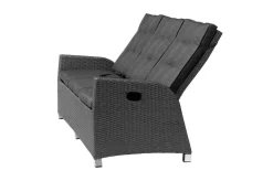 Rocking Comfort Dining / Lounge 3-Sitzer Sofa, grau/braun-meliert, Polyrattan, 210x85x112 cm, verstellbar Polyrattan-Gartenmöbel|Gartenbänke & Gartensofas