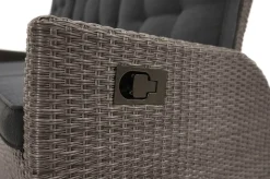 Rocking Comfort Garten-Essgruppe, grau/braun-meliert, Polyrattan, Tisch 220 x 100 cm, 3 Loungesessel+3-Sitzer Polyrattan-Gartenmöbel|Garten-Essgruppen