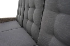 Rocking Comfort Garten-Essgruppe, grau/braun-meliert, Polyrattan, Tisch 220 x 100 cm, 3 Loungesessel+3-Sitzer Polyrattan-Gartenmöbel|Garten-Essgruppen