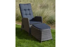 Discount Rocking Comfort Garten-Essgruppe, grau/braun-meliert, Polyrattan, Tisch 220 x 100 cm, 6-7 Personen Polyrattan-Gartenmöbel|Garten-Essgruppen