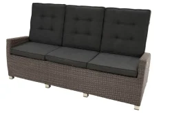Discount Rocking Comfort Garten-Essgruppe, grau/braun-meliert, Polyrattan, Tisch 220 x 100 cm, 6-7 Personen Polyrattan-Gartenmöbel|Garten-Essgruppen