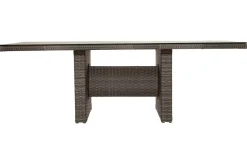 Discount Rocking Comfort Garten-Essgruppe, grau/braun-meliert, Polyrattan, Tisch 220 x 100 cm, 6-7 Personen Polyrattan-Gartenmöbel|Garten-Essgruppen