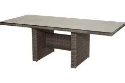 Discount Rocking Comfort Garten-Essgruppe, grau/braun-meliert, Polyrattan, Tisch 220 x 100 cm, 6-7 Personen Polyrattan-Gartenmöbel|Garten-Essgruppen