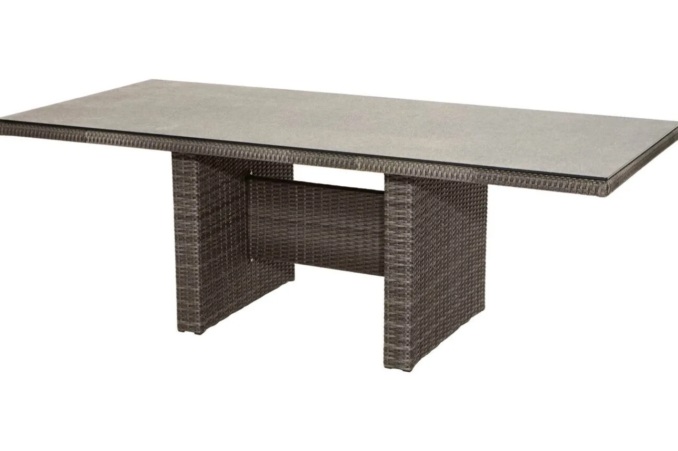Sale Rocking Comfort Set, grau/braun-meliert, Polyrattan, Tisch 220 x 100 cm, 6 Personen Polyrattan-Gartenmöbel|Garten-Essgruppen