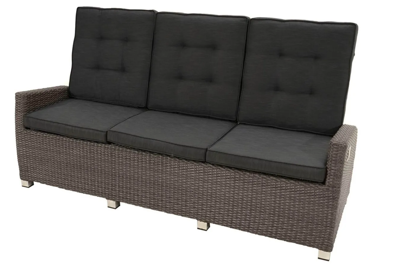 Sale Rocking Comfort Set, grau/braun-meliert, Polyrattan, Tisch 220 x 100 cm, 6 Personen Polyrattan-Gartenmöbel|Garten-Essgruppen