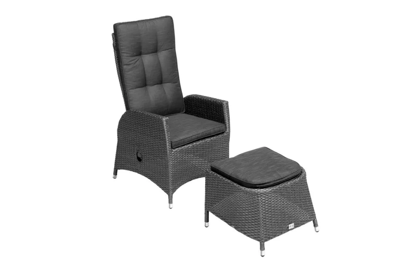Clearance Rocking Dining Sessel, grau/braun-meliert, Polyrattan, verstellbar, mit Fußhocker Polyrattan-Gartenmöbel|Gartenstühle & Gartensessel