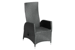 Clearance Rocking Dining Sessel, grau/braun-meliert, Polyrattan, verstellbar, mit Fußhocker Polyrattan-Gartenmöbel|Gartenstühle & Gartensessel