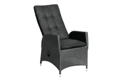 Clearance Rocking Dining Sessel, grau/braun-meliert, Polyrattan, verstellbar, mit Fußhocker Polyrattan-Gartenmöbel|Gartenstühle & Gartensessel