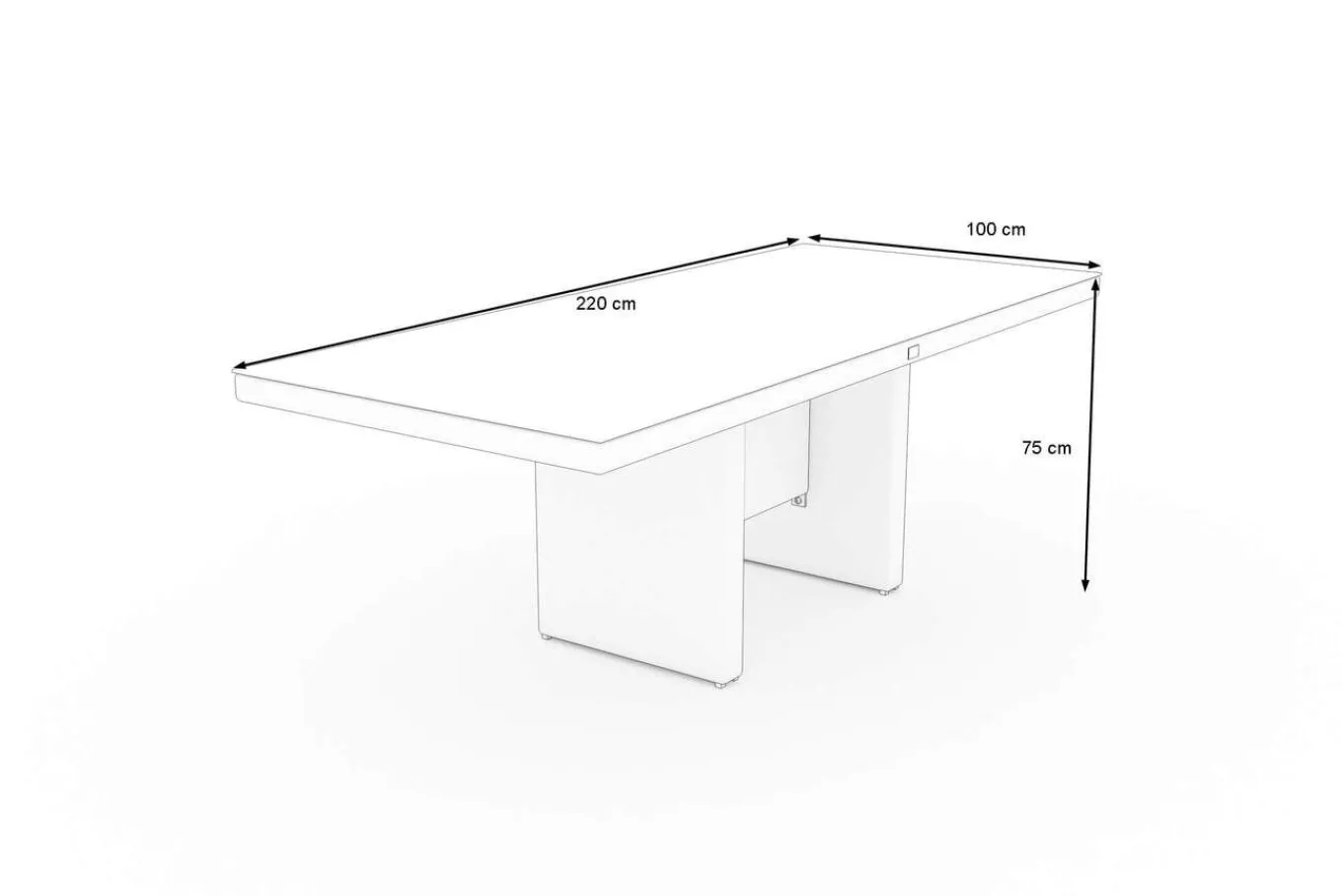 Rocking Dining Tisch, grau/braun-meliert, Polyrattan, 220 x 100 cm, Glasplatte in Steinoptik Gartentische|Polyrattan-Gartenmöbel