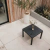 Online Rocking Dining Tisch, grau/braun-meliert, Polyrattan, 90 x 90 cm, Glasplatte in Steinoptik Gartentische|Polyrattan-Gartenmöbel