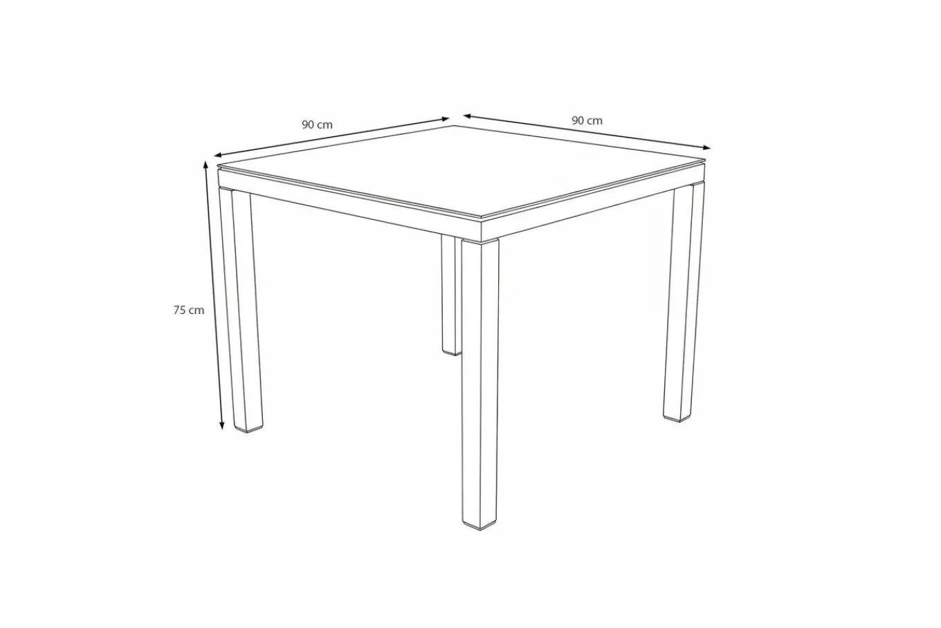 Online Rocking Dining Tisch, grau/braun-meliert, Polyrattan, 90 x 90 cm, Glasplatte in Steinoptik Gartentische|Polyrattan-Gartenmöbel
