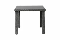 Online Rocking Dining Tisch, grau/braun-meliert, Polyrattan, 90 x 90 cm, Glasplatte in Steinoptik Gartentische|Polyrattan-Gartenmöbel