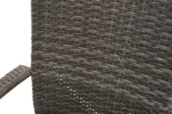 Sale Rocking Garten-Essgruppe, grau/braun-meliert, Polyrattan, Tisch 90 x 90 cm, 4 Stapelstühle, Glasplatte in Steinoptik Polyrattan-Gartenmöbel|Garten-Essgruppen
