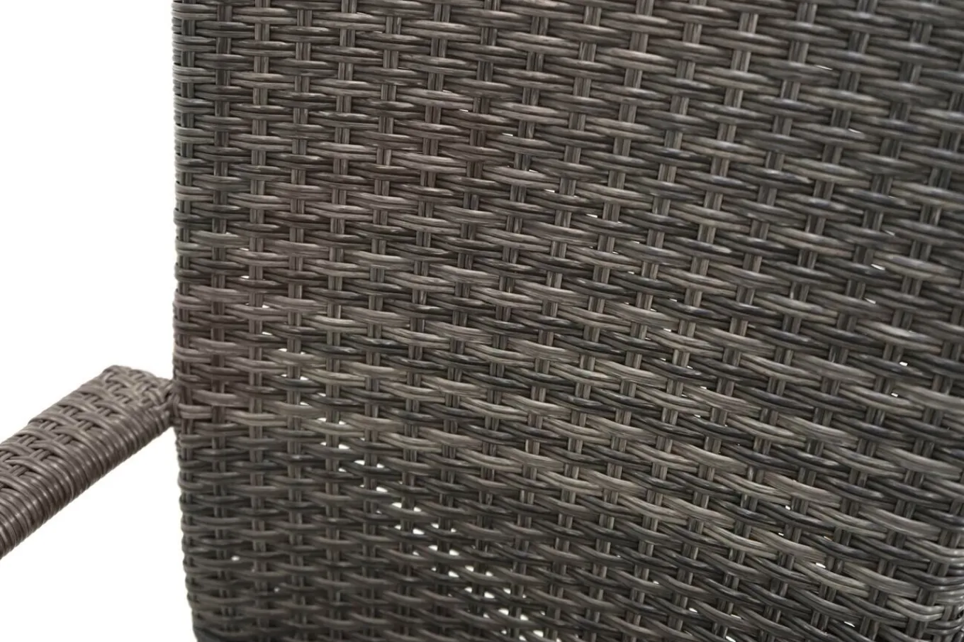 Sale Rocking Garten-Essgruppe, grau/braun-meliert, Polyrattan, Tisch 90 x 90 cm, 4 Stapelstühle, Glasplatte in Steinoptik Polyrattan-Gartenmöbel|Garten-Essgruppen