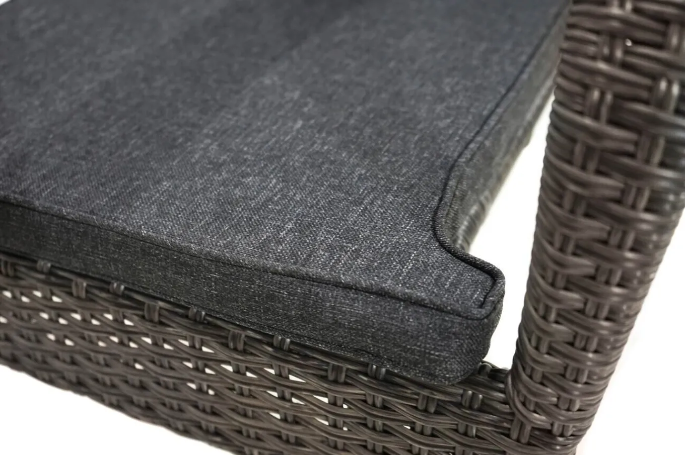 Sale Rocking Garten-Essgruppe, grau/braun-meliert, Polyrattan, Tisch 90 x 90 cm, 4 Stapelstühle, Glasplatte in Steinoptik Polyrattan-Gartenmöbel|Garten-Essgruppen