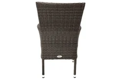 Hot Rocking Garten-Essgruppe, grau/braun-meliert, Polyrattan, Tisch 90 x 90 cm, 4 Stapelsessel, Glasplatte in Steinoptik Polyrattan-Gartenmöbel|Garten-Essgruppen