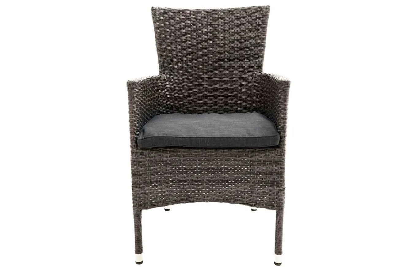Hot Rocking Garten-Essgruppe, grau/braun-meliert, Polyrattan, Tisch 90 x 90 cm, 4 Stapelsessel, Glasplatte in Steinoptik Polyrattan-Gartenmöbel|Garten-Essgruppen