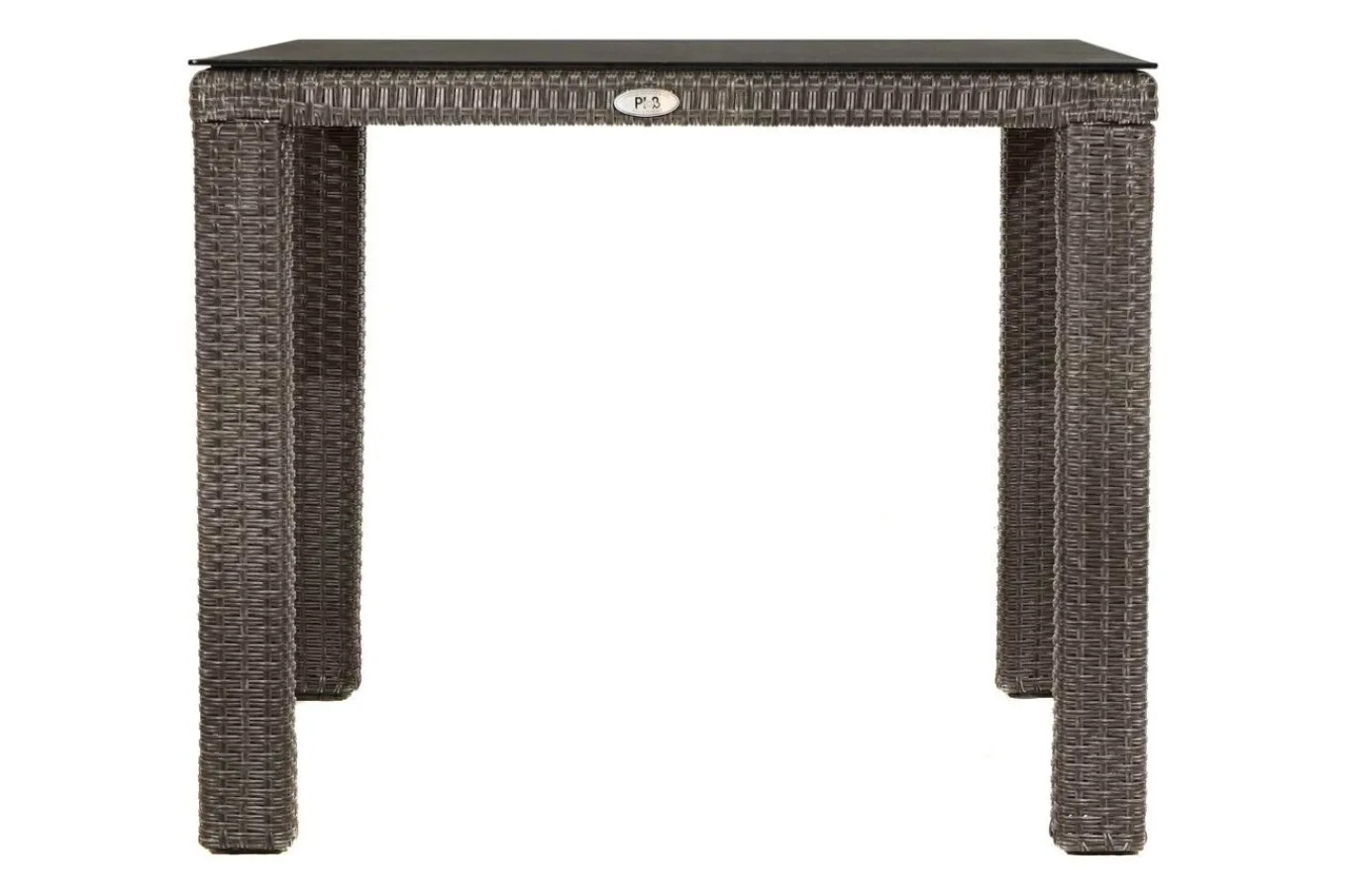 Hot Rocking Garten-Essgruppe, grau/braun-meliert, Polyrattan, Tisch 90 x 90 cm, 4 Stapelsessel, Glasplatte in Steinoptik Polyrattan-Gartenmöbel|Garten-Essgruppen
