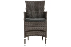 Hot Rocking Garten-Essgruppe, grau/braun-meliert, Polyrattan, Tisch 90 x 90 cm, 4 Stapelsessel, Glasplatte in Steinoptik Polyrattan-Gartenmöbel|Garten-Essgruppen