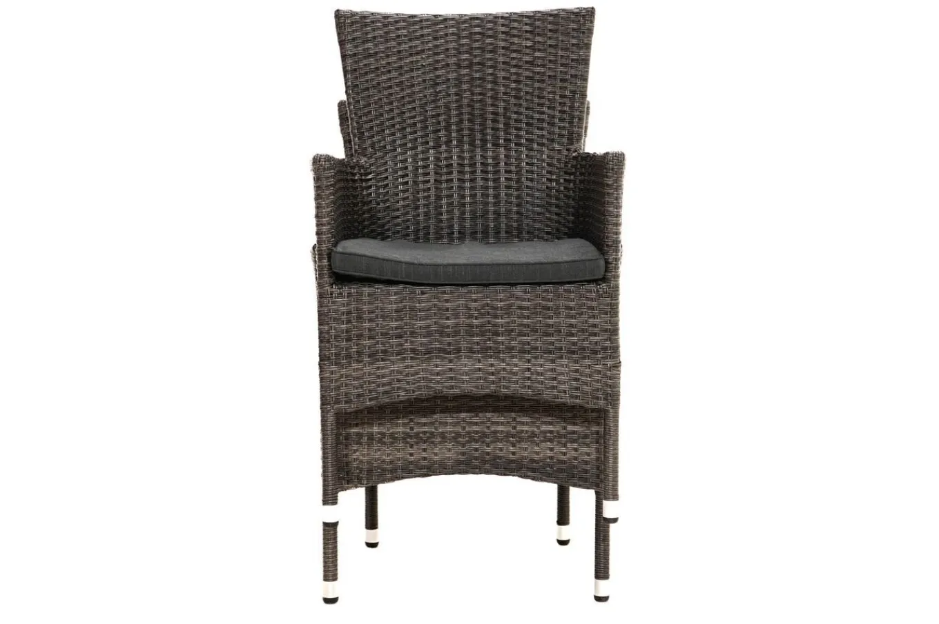 Hot Rocking Garten-Essgruppe, grau/braun-meliert, Polyrattan, Tisch 90 x 90 cm, 4 Stapelsessel, Glasplatte in Steinoptik Polyrattan-Gartenmöbel|Garten-Essgruppen