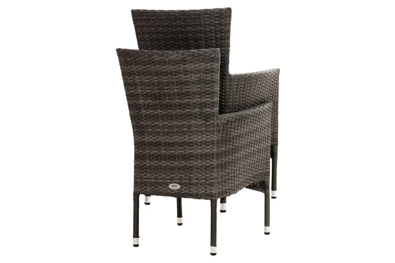 Hot Rocking Garten-Essgruppe, grau/braun-meliert, Polyrattan, Tisch 90 x 90 cm, 4 Stapelsessel, Glasplatte in Steinoptik Polyrattan-Gartenmöbel|Garten-Essgruppen