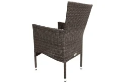 Hot Rocking Garten-Essgruppe, grau/braun-meliert, Polyrattan, Tisch 90 x 90 cm, 4 Stapelsessel, Glasplatte in Steinoptik Polyrattan-Gartenmöbel|Garten-Essgruppen