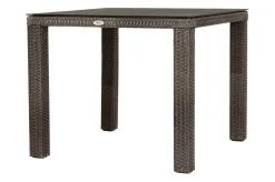 Hot Rocking Garten-Essgruppe, grau/braun-meliert, Polyrattan, Tisch 90 x 90 cm, 4 Stapelsessel, Glasplatte in Steinoptik Polyrattan-Gartenmöbel|Garten-Essgruppen