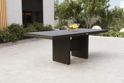 Rocking Garten-Essgruppe, grau/schwarz, Polyrattan, Tisch 220 x 100 cm, 6 Sessel Polyrattan-Gartenmöbel|Garten-Essgruppen