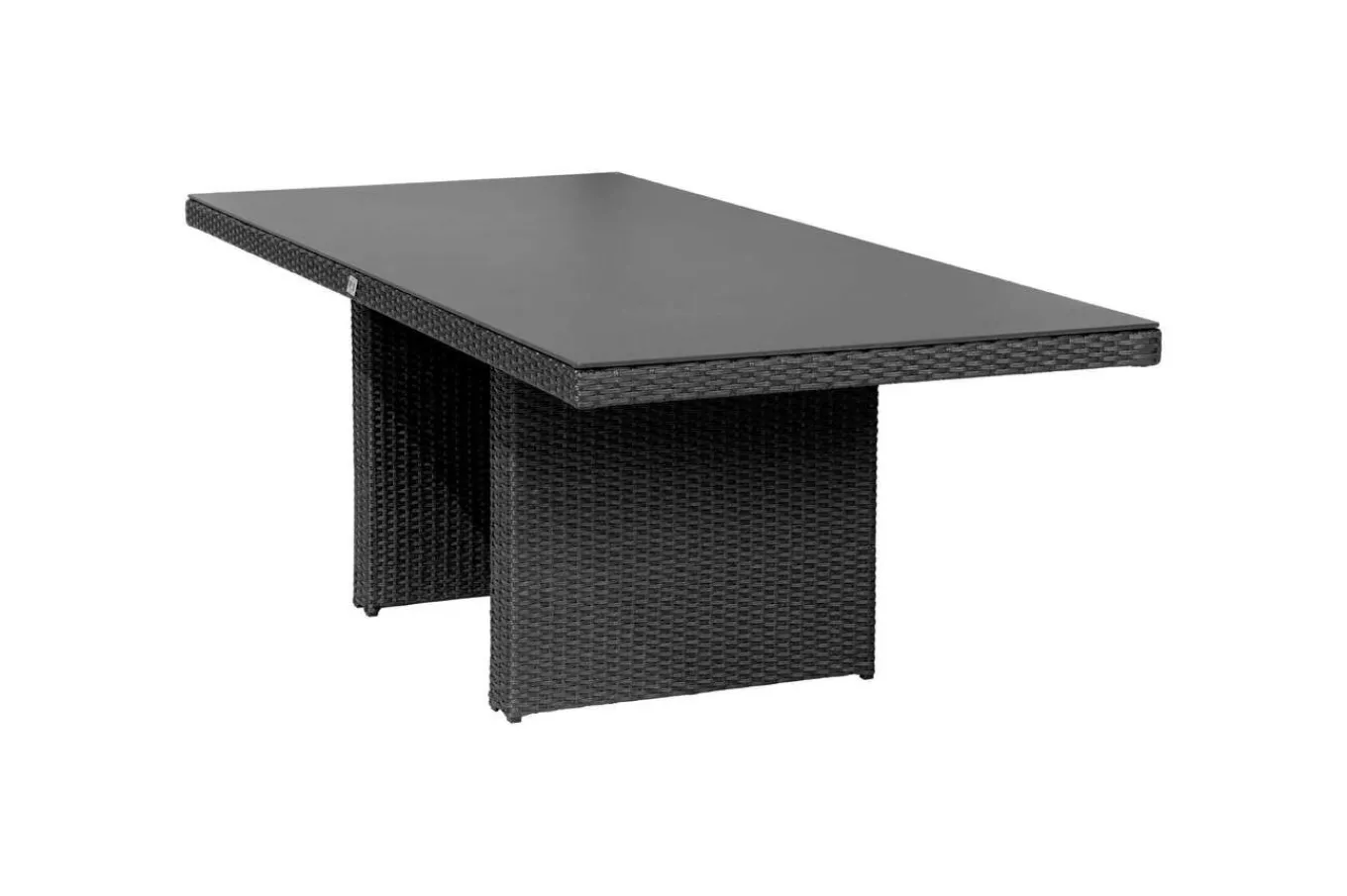 Rocking Garten-Essgruppe, grau/schwarz, Polyrattan, Tisch 220 x 100 cm, 6 Sessel Polyrattan-Gartenmöbel|Garten-Essgruppen