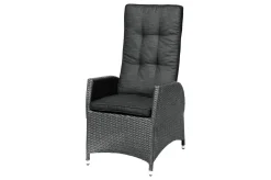 Clearance Rocking Garten-Essgruppe, grau/braun-meliert, Polyrattan, Tisch 180 x 110 cm, 4 Sessel Polyrattan-Gartenmöbel|Garten-Essgruppen