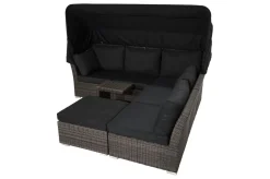 Online Rocking Gartenlounge, grau/braun-meliert, Polyrattan, 5-6 Personen, inkl. Sonnendach Polyrattan-Gartenmöbel|Gartenlounge