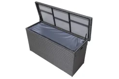 Best Rocking Kissenbox, grau/braun-meliert, Polyrattan, 145x58x73 cm, inkl. Inlay Auflagenbox
