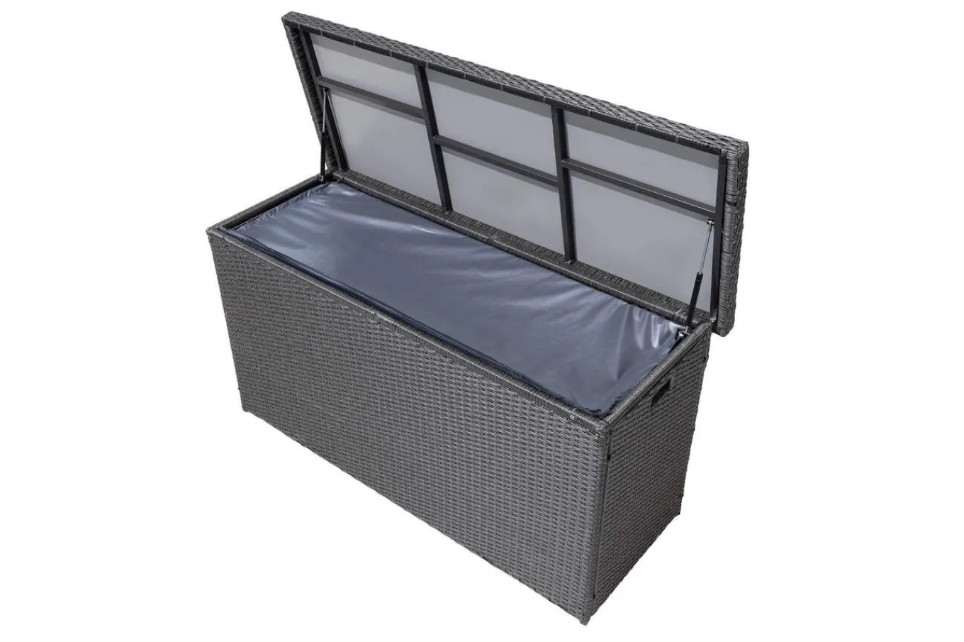 Best Rocking Kissenbox, grau/braun-meliert, Polyrattan, 145x58x73 cm, inkl. Inlay Auflagenbox