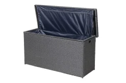 Best Rocking Kissenbox, grau/braun-meliert, Polyrattan, 145x58x73 cm, inkl. Inlay Auflagenbox