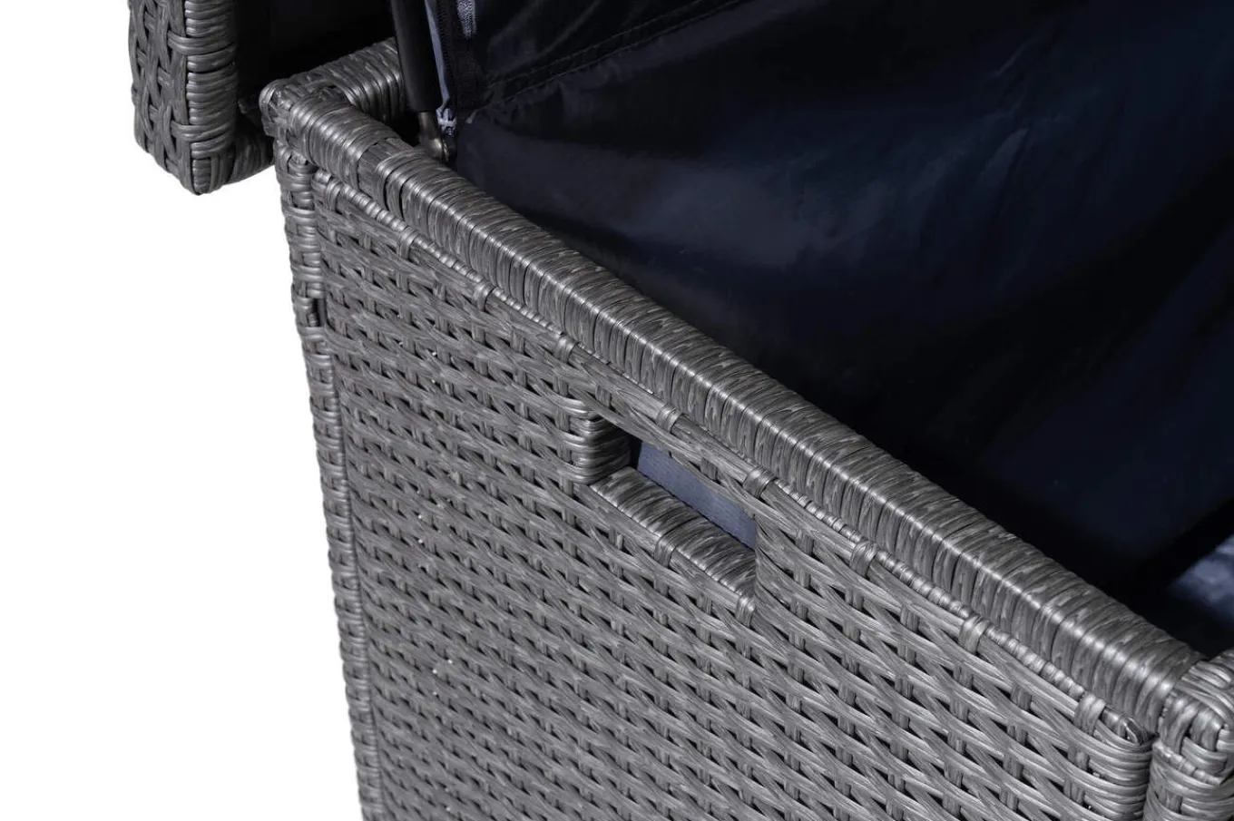 Best Rocking Kissenbox, grau/braun-meliert, Polyrattan, 145x58x73 cm, inkl. Inlay Auflagenbox
