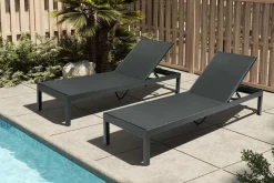 Outlet Rollliege, anthrazit matt, Aluminium, 193x60x32,5cm, Rückenlehne verstellbar Gartenliegen