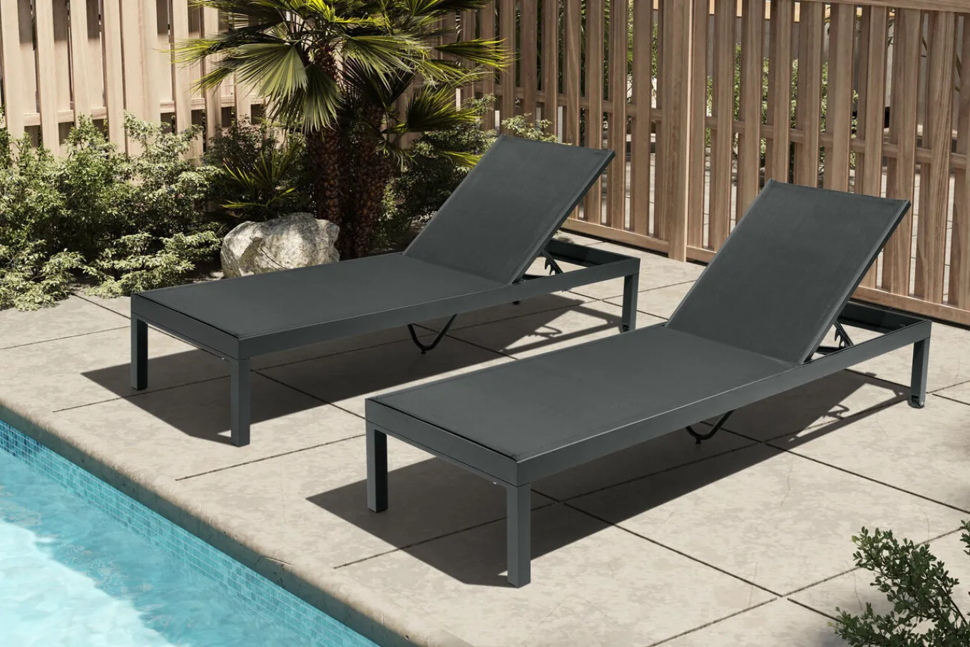 Outlet Rollliege, anthrazit matt, Aluminium, 193x60x32,5cm, Rückenlehne verstellbar Gartenliegen