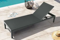 Outlet Rollliege, anthrazit matt, Aluminium, 193x60x32,5cm, Rückenlehne verstellbar Gartenliegen