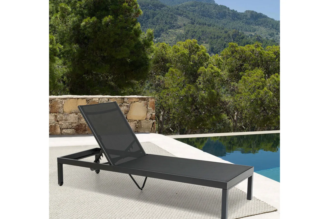 Outlet Rollliege, anthrazit matt, Aluminium, 193x60x32,5cm, Rückenlehne verstellbar Gartenliegen
