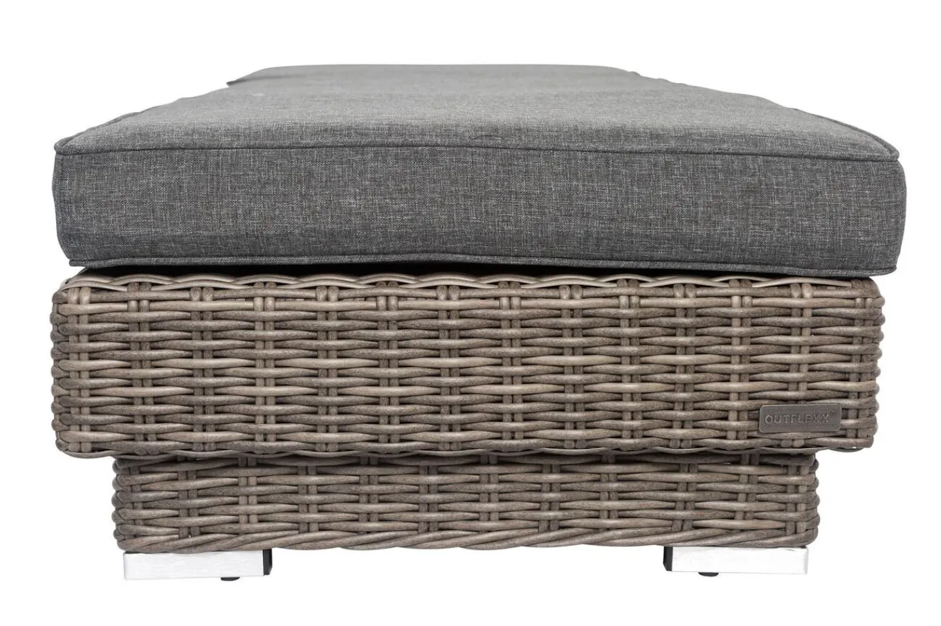 Outlet Rollliege, grau, Polyrattan, 200x70x27,5cm, Rückenlehne 5-fach verstellbar Polyrattan-Gartenmöbel|Gartenliegen