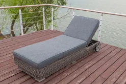 Outlet Rollliege, grau, Polyrattan, 200x70x27,5cm, Rückenlehne 5-fach verstellbar Polyrattan-Gartenmöbel|Gartenliegen