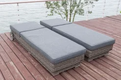 Outlet Rollliege, grau, Polyrattan, 200x70x27,5cm, Rückenlehne 5-fach verstellbar Polyrattan-Gartenmöbel|Gartenliegen