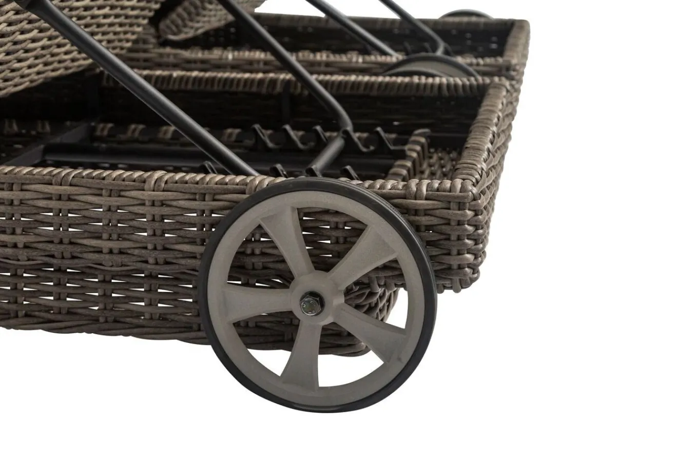 Outlet Rollliege, grau, Polyrattan, 200x70x27,5cm, Rückenlehne 5-fach verstellbar Polyrattan-Gartenmöbel|Gartenliegen