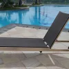 Outlet Rollliege, schwarz, Edelstahl/Textilene, verstellbare Rückenlehne, 212x71x36cm Edelstahl-Gartenmöbel|Gartenliegen