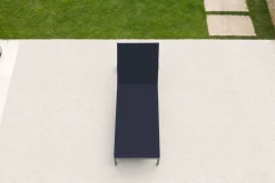 Outlet Rollliege, schwarz, Edelstahl/Textilene, verstellbare Rückenlehne, 212x71x36cm Edelstahl-Gartenmöbel|Gartenliegen