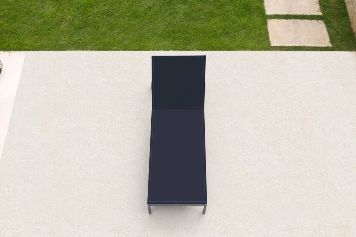 Outlet Rollliege, schwarz, Edelstahl/Textilene, verstellbare Rückenlehne, 212x71x36cm Edelstahl-Gartenmöbel|Gartenliegen