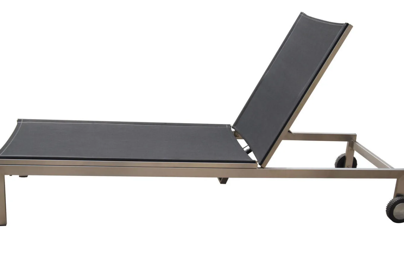 Outlet Rollliege, schwarz, Edelstahl/Textilene, verstellbare Rückenlehne, 212x71x36cm Edelstahl-Gartenmöbel|Gartenliegen